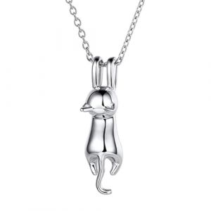 ZKGYUS Collier Chat Argent 925, Collier en argent sterling, Pendentif en forme de croissant de lune et chat, Collier Femmes Bijoux pour Les Femmes Filles, Lune Pendentif Collier Bijoux pour Femmes (Newbilty OU, neuf)