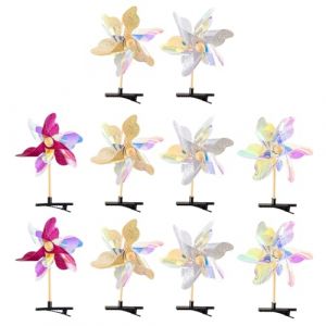 Lot de 10 barrettes colorées en forme de moulin à vent rotatives pour petites filles qui prennent des photos - Pince à cheveux - Moulin à vent rotatif - Pince à cheveux pour fête (HHH+H, neuf)