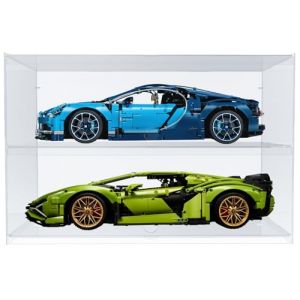 Vitrine en Acrylique a 2 Etageres pour Lego Cars F1 Ferrari SF-24 42207, Ferrari Daytona SP3 42143, Boite Protection Anti-poussiere pour Maquette de Voiture à l'echelle 1/8 Collection, 65 x 34 x 47 cm (Joody, neuf)
