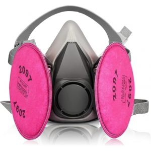 sykua Masque Anti Poussiere Demi-Visage avec 2097 Filtre, Masque Respiratoire R&eacute;utilisable pour Peinture,Gaz,Travaux,Produit Chimique, Resine Epoxy,Pon&ccedil;age, Travaux de Construction, Pulv&eacute;risation (qingfengUK, neuf)