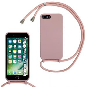 Coque pour iPhone 8 Plus/iPhone 7 Plus/iPhone 6 Plus avec Cordon,Collier pour &Eacute;tui en Silicone Liquide avec Portable Sangle R&eacute;glable Bandouili&egrave;re Lanyard Colliers,Housse Anti-Choc Case Lani&egrave;re,Rose Or (Belzsxy, neuf)