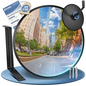 moveland Miroir Convexe 45cm - 180° Grand Angle Réglable en Acrylique, miroir routier pour Entrées, Garages, Circulation, Cours - Support Intérieur & Extérieur (moveland, neuf)