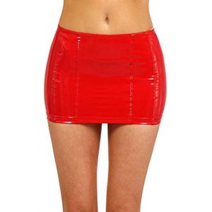 MISS NOIR Mini jupe sexy effet mouillé (S-3XL) en vinyle PVC pour femme avec fermeture éclair, rouge (9481-rd), XS (Miss Noir, neuf)