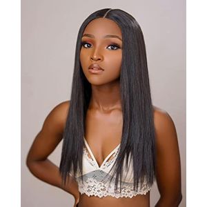 TOOCCI Lace Frontal Wig Cap Carré Human Hair Wig Perruque Bresilienne Lace Wig Afro Meches Cheveux Brésilienne Naturels Droit (18") (Toocci, neuf)