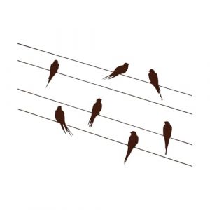 Oiseaux sur un fil Sticker mural Oiseaux D&eacute;coration murale Vol&eacute;e d'oiseaux Sticker mural pour salon Familles Autocollant en vinyle-S-28x57cm-Coffee (LIUJIAHAO Sticker, neuf)