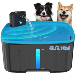 Kittyspout Fontaine a Eau pour Chien sans Fil, 8L Fontaine Chat/Grand Chien avec D&eacute;tecteur de Mouvement, Fontaine pour Chiens avec Batterie 4000mAh (Cyan) (yamile, neuf)