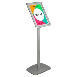 Aluanz Porte affiche A3 sur pied argent - Support d&rsquo;information, Pr&eacute;sentoir sur pied, Porte affiche en aluminium, Pr&eacute;sentoir pivotant buffet - 420 x 297 mm (DisplaySign, neuf)