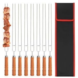 BIGP Lot de 8 Brochettes pour Barbecue, Double Pique a Brochette pour Barbecue, 41.8cm Brochettes à Viande Acier Inoxydable pour Barbecue Brochette, Réutilisable Accessoire Barbecue (BigP, neuf)
