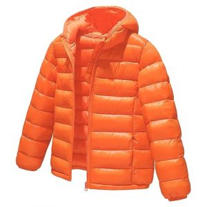 LSHDCER Doudoune Enfant Unisexe Ultra Légère Veste Fille en Duvet à Capuche Détachable Manteau Blouson Garçon Chaud pour Automne Hiver, Orange, 160/12-13 Ans (LSHDCER-EU, neuf)
