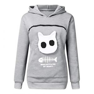 Sweat A Capuche Femme Chat Hiver Chaud Pas Cher A La Mode Sweatshirt S Respirant Poche Kangourou pour Porter Un Chat Hoodies Poche Kangourou pour Porter Un Chat Hoodies Tops pour Femme (Anglekie, neuf)