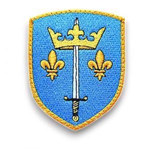 Ecusson Patch de JEANNE D'ARC - Pucelle d'Orl&eacute;ans - Ecusson Jeanne d'Arc avec dos scratch - Support &agrave; coudre Offert- Made in France - Taille 8x6,4cm (amalric France, neuf)