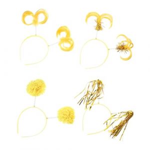 ORFOFE Lot de 8 Bandeaux Festifs &agrave; Pompons Jaunes Coiffe &agrave; Queue de Cheval Accessoires L&eacute;gers pour F&ecirc;te D&rsquo;Anniversaire Bal Masqu&eacute; et Nouvel An Serrage-T&ecirc;te Confortable en Tissu Doux (LlZaae, neuf)