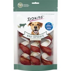 DOKAS Spirale à mâcher avec magret de Canard - Snack de qualité supérieure sans céréales pour Chiens en Peau de bœuf et de Canard - Idéal pour Entre Les Repas - 1 x 110 g (FeedMyAnimal, neuf)