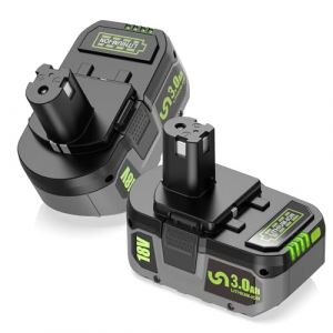 2X 18V 3Ah Batterie de Remplacement pour Ryobi Batterie ONEPLUS RB18L50 RB18L40 RB18L25 RB18L20 RB18L15 RB1840X RB1825C P108 P107 P105 P104 P103 P102 P122 (Focomile, neuf)