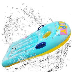 Bodyboard Gonflable, CIYIN Planche Gonflable Piscine avec Poignées, Planche de Surf Gonflable, Planche de Bodyboard Enfant pour Plage, Surf, Natation - 110 x 48cm (Bleu) (XIUZAO, neuf)