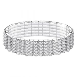 Kucheed Bracelets Extensibles en Strass, Bracelet Rivière en Diamants Étincelants, Bijoux de Mariage Empilables en Cristal Brillant pour Femm (A1) (ChiChiEU, neuf)