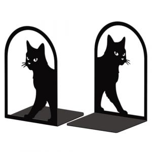 Peacoblue Lot de 2 Serre-Livres en m&eacute;tal, Serre Livre Chat Mignon,avec Autocollants antid&eacute;rapants pour Chambre &agrave; Coucher, biblioth&egrave;que, Bureau, &eacute;cole et Bureau(1 Paires) (Peacoblue FR, neuf)