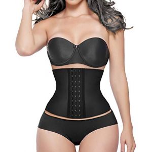 YIANNA Gaine Amincissante Femme Ventre Plat Torse Court Corset Minceur Ceinture Latex Waist Trainer Serre Taille Fitness Body Gainant Noir 110206 XL (YIANNA Direct, neuf)