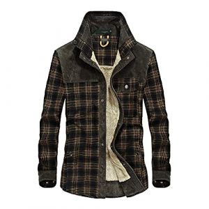 Chemise Thermique Bûcheron Pour Homme - Doublée Avec Capuche en Polaire à Carreaux - Flanelle à Manches Longues - Fermeture Éclair - Veste de Bûcheron (PANGCON, neuf)