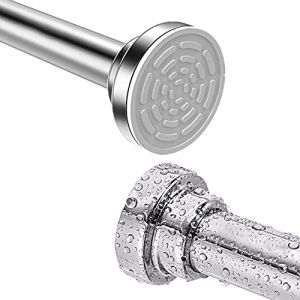 Kongming Barre Rideau Douche Extensible Tringle Rideaux Sans Perçage Perche Télescopique en Acier Inoxydable 304, Antidérapant & Ne Rouille Jamais pour Fenêtres, Penderie, Porte (Argent, 120-215cm) (Kongming Direct, neuf)