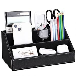 Richblue Organisateur de Bureau Multifonctions Pot a crayon en Cuir Rangement Bureau Organisateur avec tiroir (M-Noir) (LiLan, neuf)