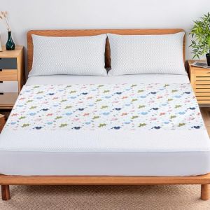 MOEMOE BABY Protège Matelas Imperméable 87 x 198 cm,Draps De Lit en Coton pour Adulte et Bebe Incontinence,Réutilisable Protège Matelas lit,Protège-lit Réutilisable avec des Bandes,Dinosaure (MoeMoeEU, neuf)