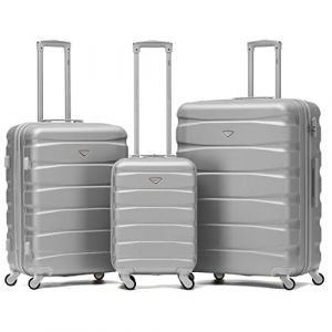 Flight Knight Lot De 3 Moyen Et Grand Valises Rigides Legeres en ABS A 4 Roues Cabine Bagage A Main pour Plus De 60 Compagnies Aeriennes -easyJet, Jet2 Et Taille Max Ryanair (Priority) 55x40x20cm (Prime Brands Group FR, neuf)