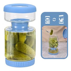 Pot à cornichons et olives, 800 ml, pot à cornichons en sablier réversible et hermétique avec passoire,pot cornichon retournable, adapté pour mariner les concombres, les cornichons, les olives (Paulao Store, neuf)