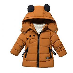 YFPICO Manteau Enfant Garçon Veste d'hiver Cartoon Petite Enfant Doudoune Matelassée Mi Long Parka Epaisse, Brun, 2 Ans/M (LSERVER, neuf)