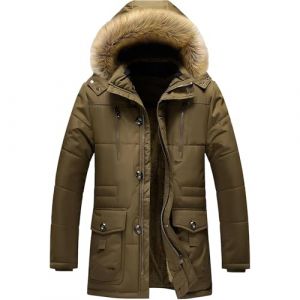 ZDJSWJ Hommes col fourrure capuche duvet &eacute;pais parka chaud doudoune grande haute imperm&eacute;able long manteau (Jaune,5XL) (ZDJSWJ STORE, neuf)