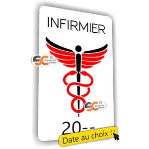 SC ® - Sticker/Autocollant - Caducée Infirmier - Date Personnalisable - Type de pose Vitrophanie* (se colle sur le pare-brise à l'intérieur du véhicule) - Fabrication Française (S-C, neuf)