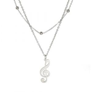 EUEAVAN Collier avec pendentif en forme de note de musique en acier inoxydable pour femme ou petite amie, Acier inoxydable, Pas de gemme (Argent 2) (EUEAVAN, neuf)