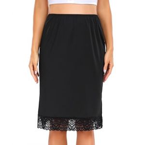 Wikoan Jupon sous Robe Femme Jupe Lingerie sous-Vêtement Invisible Demi-Jupe Court Elastique Couleur Unie Fond de Jupe Noir M (Wikoan Direct, neuf)