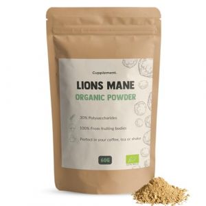 Cupplement - Lions Mane Powder 60 Grammes - Organic - Free Scoops - No Extract or Capsule - Supplement - Superfood - Mushroom - Champignon de Paris - Hericium Erinaceus - Powder- Dog & Cat (Cupplement, neuf)