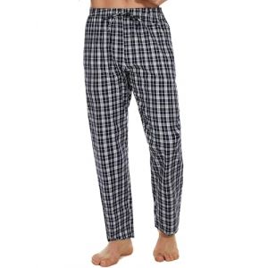 Litherday Pantalon de Pyjama Homme à Carreaux 100% Coton Longue Bas de Pyjama Cofortable Respirant Décontracté Doux avec Poches à Cordon de Pantalon,Bleu Foncé + Blanc,XL (GXZ-EU, neuf)