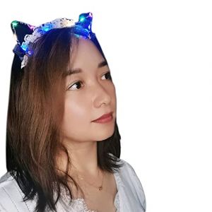 Watreketal Serre Tete,Accessoires de cheveux simples et doux pour femmes, bandeau lumineux pour se laver le visage, serre-tête pour oreilles de chat, cerceau de cheveux multicolore lumineux (Xuanlang Trading, neuf)