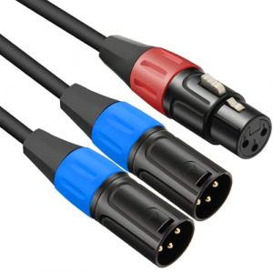 JOMLEY C&acirc;ble r&eacute;partiteur XLR, C&acirc;ble microphone r&eacute;partiteur en Y sym&eacute;trique 1 prise XLR femelle vers 2 fiches m&acirc;les pour haut-parleur, amplificateur, m&eacute;langeur - 1,5 M (JOMLEY-EU, neuf)