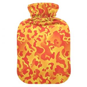 Bouillotte camouflage orange jaune rouge avec housse en velours pour soulager les douleurs au cou et aux &eacute;paules, taille S (ZORRO, neuf)