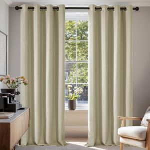 Deconovo Rideau Occultants Isolant Thermique Anti Froid, Design Moderne &agrave; Oeillets, Rideaux pour Salon et Chambre, 140x220 CM (Largeur x Hauteur), Beige Fonc&eacute;, 2 Pi&egrave;ces (Deconovo-Home, neuf)