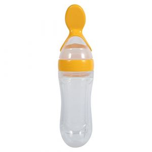 1Pc 90mL Cuillère de Distribution D'aliments pour Bébé en Silicone Nourrisson à Presser pour Fruits pour Enfants Tout-petits Garçons Fille(Jaune) Mangeoire pour Bébé Spoons Spoons (Yokuna eu, neuf)