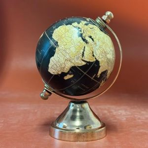 EXERZ Mini Globe terrestre 8 cm avec base en bronze, globe décoratif artisanal SI-3937 (noir, 8 cm) (Exerz, neuf)