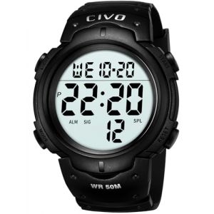 CIVO Montre Homme Digitale Sport: Militaire Chronomètre Alarme Lumière LED - Étanche Montres Bracelet Hommes Grand Cadran Numerique (CIVO Direct-FR, neuf)