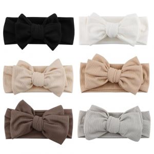 Bandeau de b&eacute;b&eacute; avec arc, 6 pcs extensible coton coton arc de b&eacute;b&eacute;, arcs nouveau-n&eacute;s doux color&eacute;s, bandeau 6, 9x3, 4 pouces pour les filles pour enfants.. (Xoulovepe, neuf)