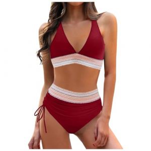 Maillot de Bain Femme 2 Pieces Ensemble Bikini Taille Haute pour Femme Maillot de Bain 2 pièces Gainant Haut et Bas Bretelles réglables Maillot De Bain Cache Ventre Maillot De Bain Vintage Femme (kWEX, neuf)