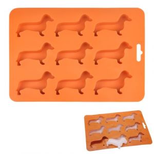 Moule &agrave; gla&ccedil;ons, 1 pi&egrave;ce en forme de chien teckel, moule &agrave; gla&ccedil;ons en silicone, sans BPA, moule &agrave; gla&ccedil;ons sain et s&ucirc;r pour b&eacute;b&eacute;, cocktail, whisky, caf&eacute;, orange (JackieCHEN, neuf)