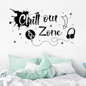 WandSticker4U&reg;- Grand stickers muraux adolescent CHILL OUT ZONE noir (120x70 cm) I Autocollant mural citation contr&ocirc;leur Jeux grafitti I D&eacute;co murale chambre ado gar&ccedil;on & fille salle de jeux COOL (WandSticker4U&reg;, neuf)
