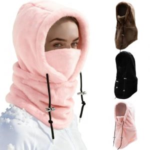 panemy Cagoule Polaire Hiver, Balaclava Femme & Cagoule Hiver Homme en Polarfleece, Skimasque Thermique Plucheux Coupe-Vent pour Hommes et Femmes (Rose) (SHENW, neuf)
