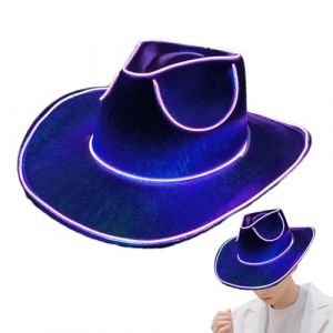 Chapeau lumineux &agrave; LED - Chapeau De Cowboy Femme Brillant | Coiffure De Concert Avec Chapeau Illumin&eacute; | Chapeau De Cowboy Pour Coiffure De F&ecirc;te | Chapeau LED Brillant Dans Le Noir (ziokuga, neuf)