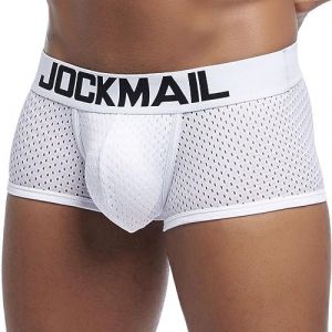 JOCKMAIL Boxer en Maille à Séchage Rapide pour Homme, Slip Respirant, Confortable et Sexy, sous-vêtement Boxer pour Homme (XXL, Blanc) (RICHARM DIRECT, neuf)