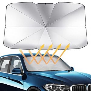 geugecy Parapluie Pare-Soleil Pliable pour Pare-Brise De Voiture - 125x65cm Pare-Soleil Voiture Pare-Brise Avant - Parapluie Pare Soleil Pare Brise Universel pour La Plupart des Voitures SUV Camions (Genikeer, neuf)